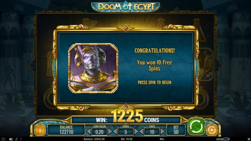 Doom of Egypt slot screen 3