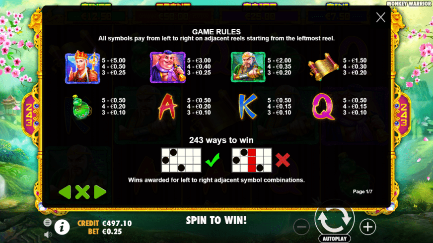 Monkey Warrior slot screen 3