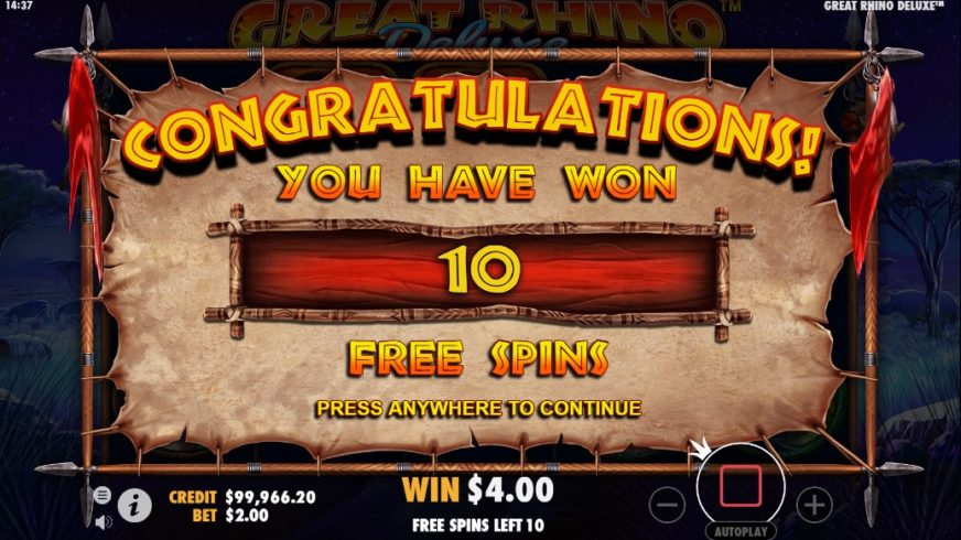 Great Rhino Deluxe slot screen 2