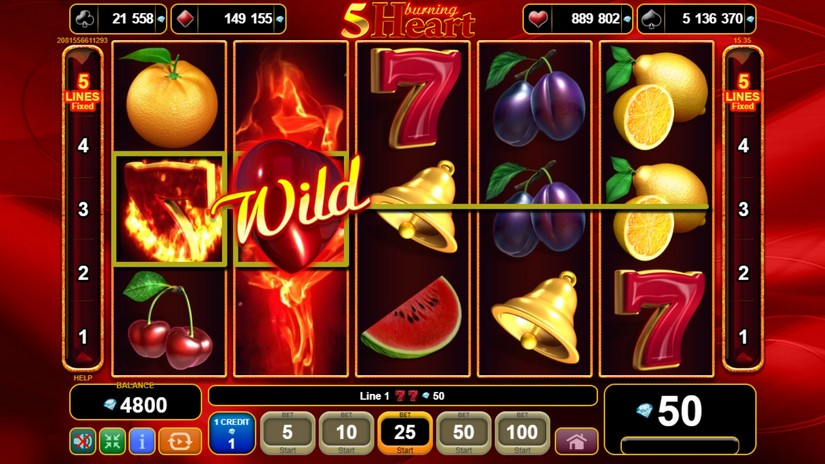 5 Burning Heart slot screen 2