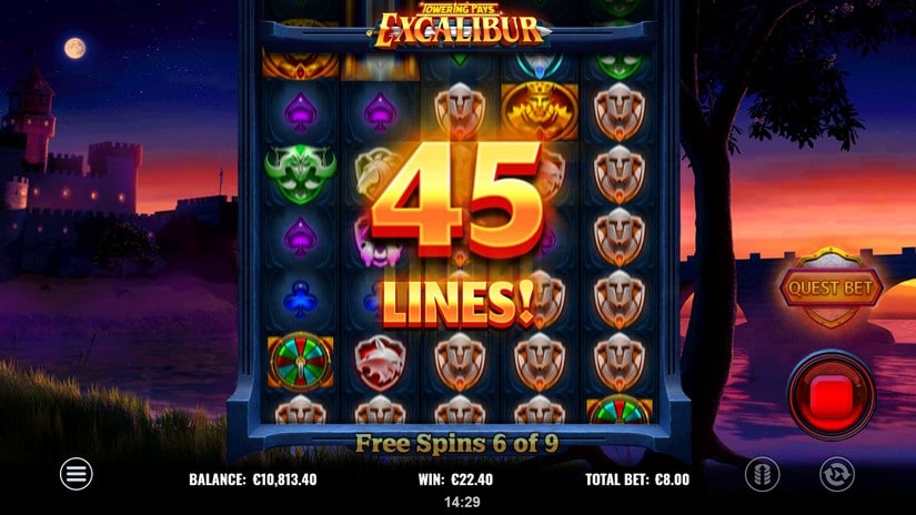 Towering Pays Excalibur slot screen 8