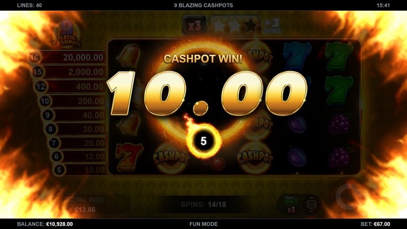 9 Blazing Cashpots slot screen 6