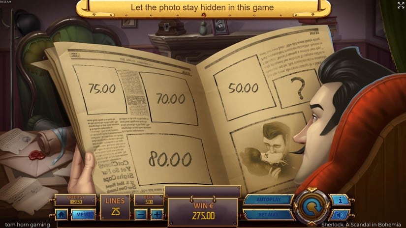 Sherlock, a Scandal of Bohemia slot screen 5