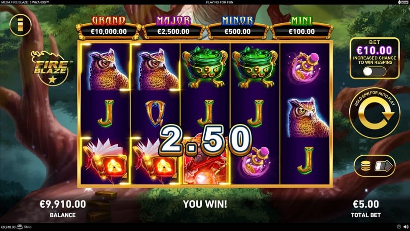 Mega Fire Blaze: 3 Wizards slot screen 2