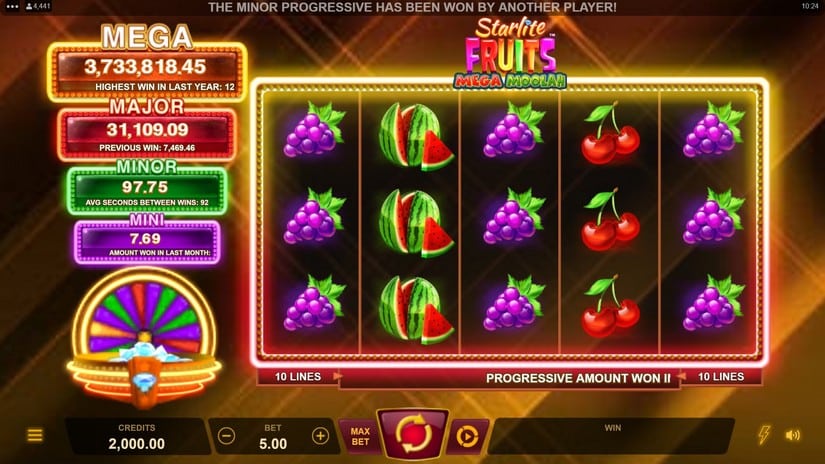 Starlite Fruits Mega Moolah slot screen 1
