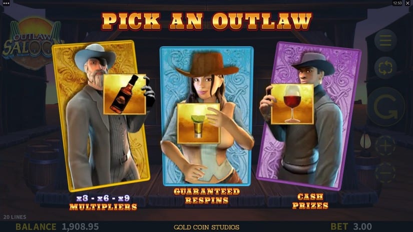Outlaw Saloon slot screen 5