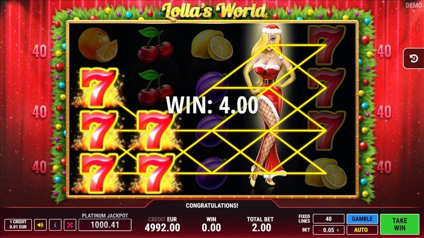 Lollas World Christmas slot screen 2