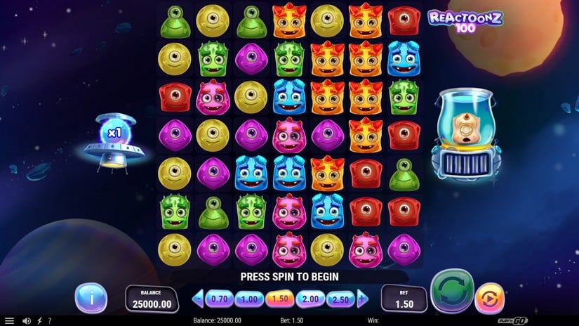 Reactoonz 100 slot screen 1