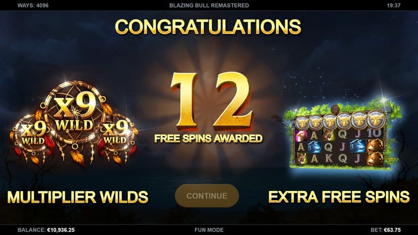 Blazing Bull Remastered slot screen 2