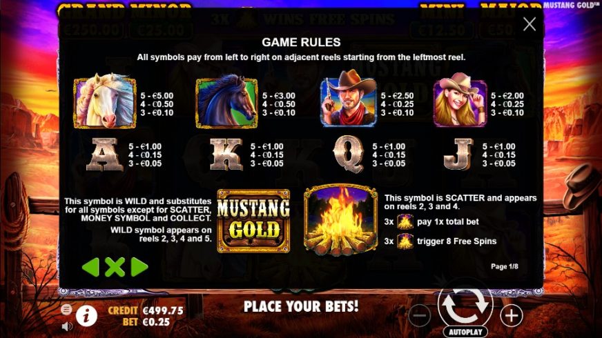 Mustang Gold slot screen 2