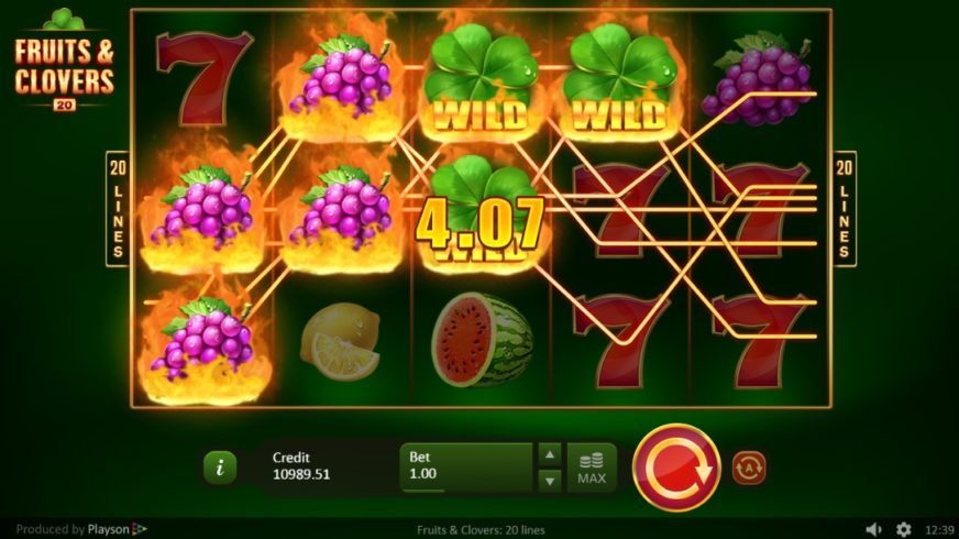 Fruits & Clovers 20 lines slot screen 3