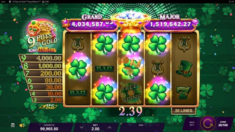 9 Pots of Gold King Millions slot screen 4