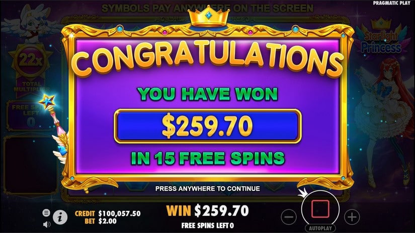 Starlight Princess slot screen 6