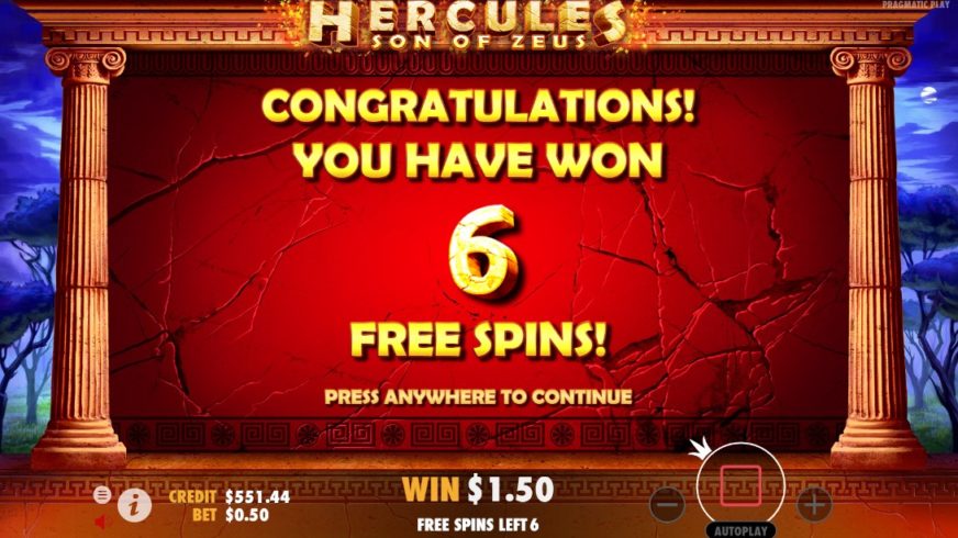 Hercules Son of Zeus slot screen 4