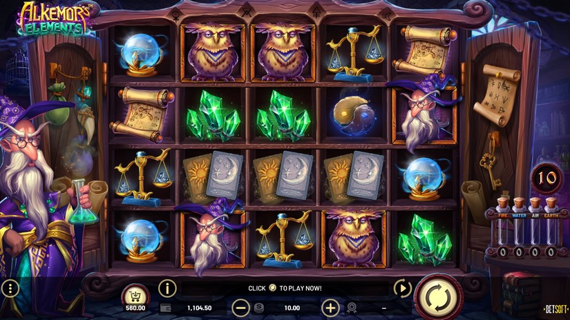 Alkemor’s Elements slot screen 1