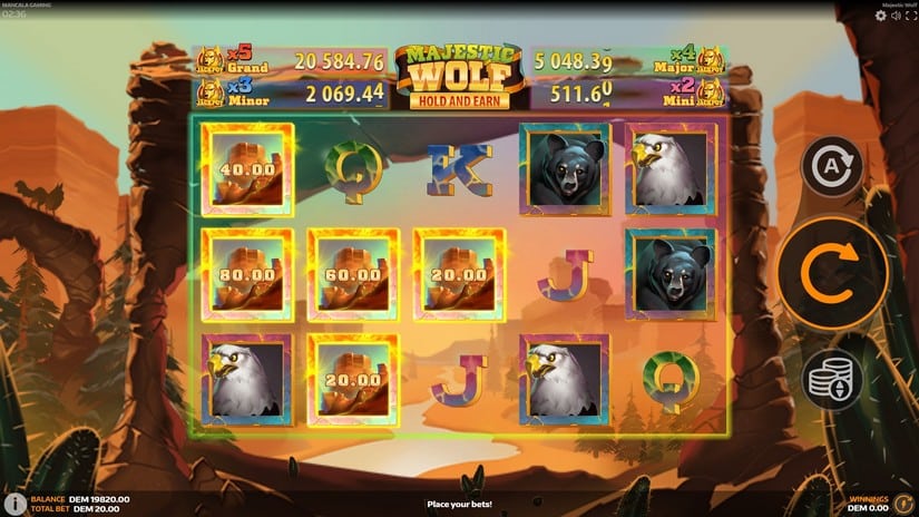 Majestic Wolf slot screen 2