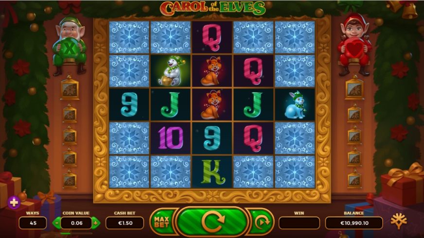 Carol of the Elves slot screen 1