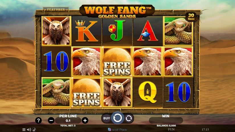 Wolf Fang – Golden Sands slot screen 1
