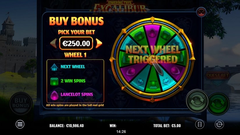 Towering Pays Excalibur slot screen 3