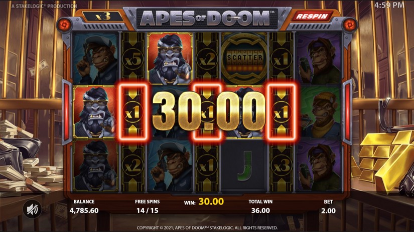 Apes of Doom slot screen 7