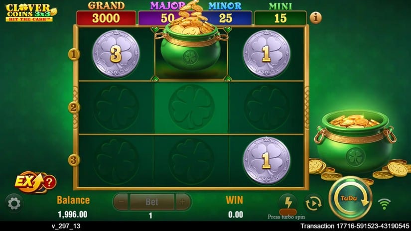 Clover Coins 3×3 slot screen 2