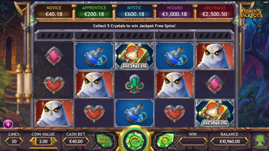 Ozwin’s Jackpots slot screen 1