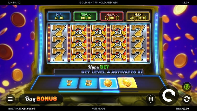 Gold Mint 7s Hold and Win slot screen 1