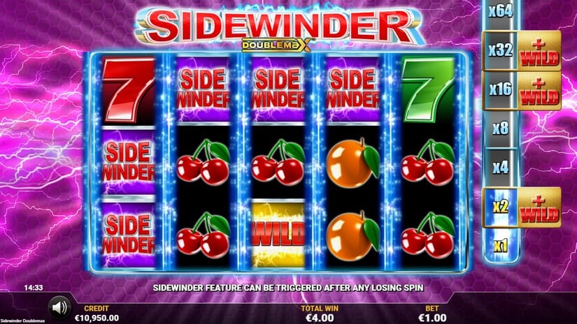 Sidewinder DoubleMax slot screen 3