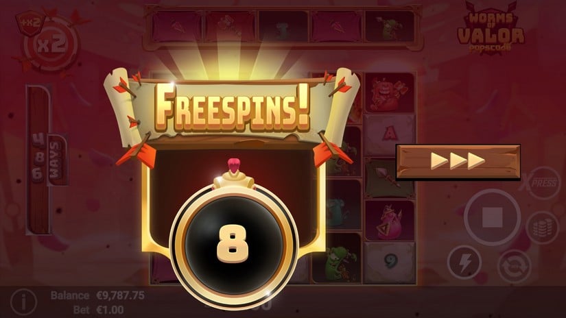 Worms of Valor slot screen 3