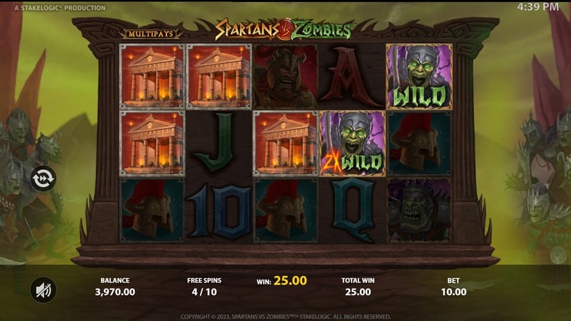 Spartans vs Zombies slot screen 4