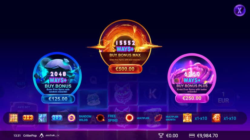 CritterPop slot screen 3