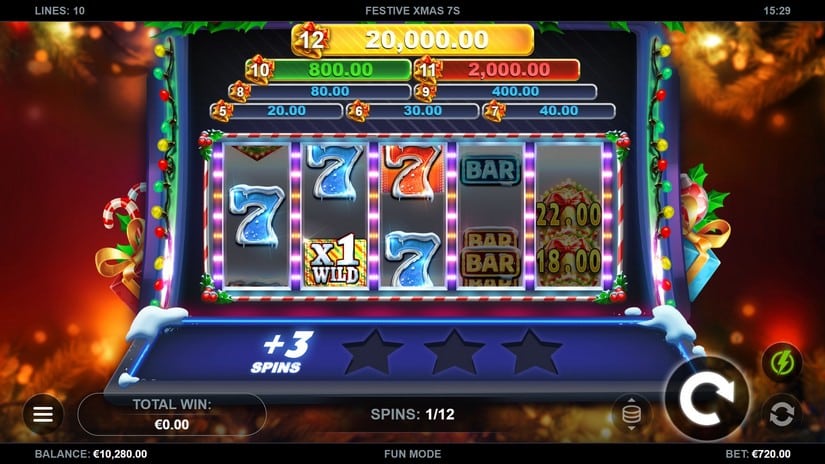 Festive Xmas 7s slot screen 2
