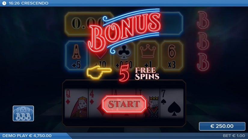 Crescendo slot screen 2