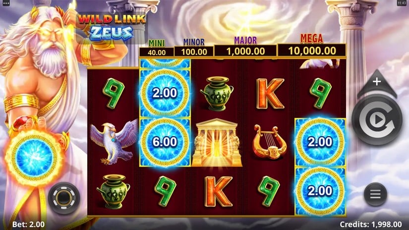 Wild Link Zeus slot screen 1