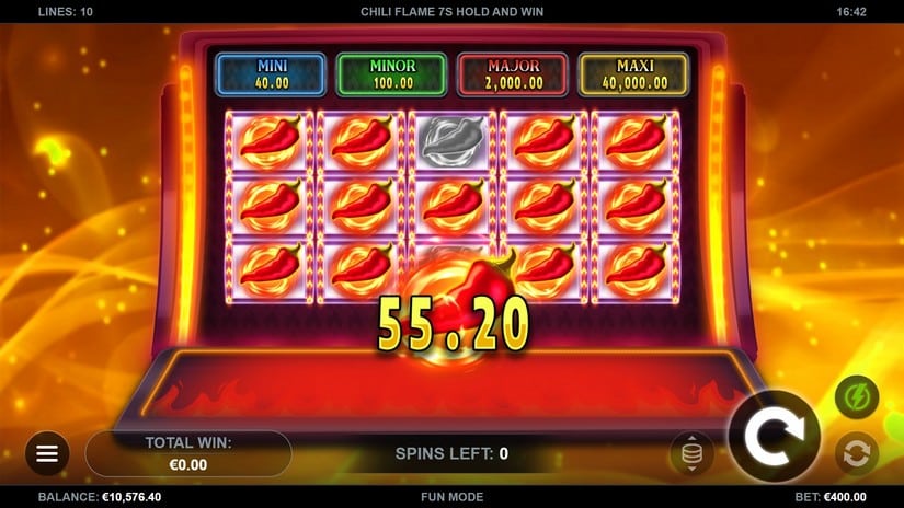 Chili Flame 7s Hold and Win slot screen 4