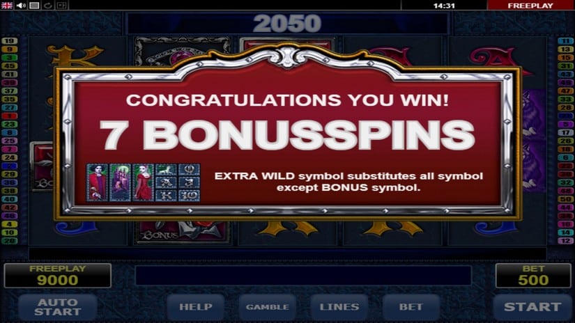 Vampires slot screen 3