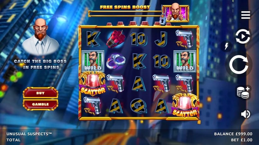 Unusual Suspects slot screen 1