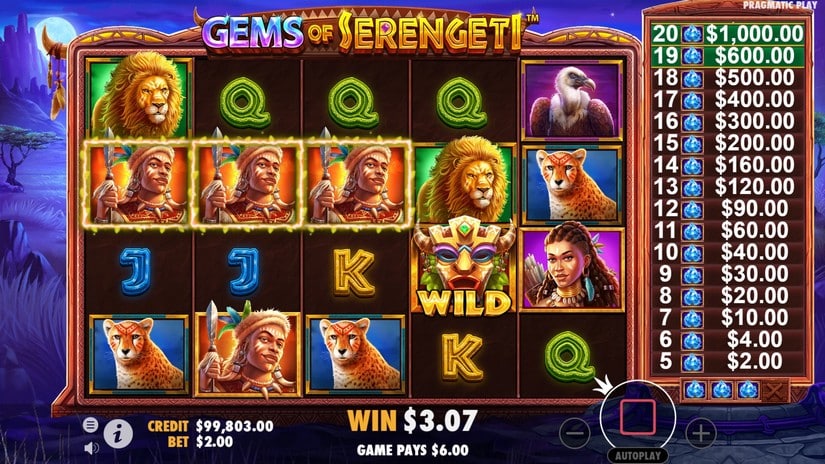 Gems of Serengeti slot screen 6