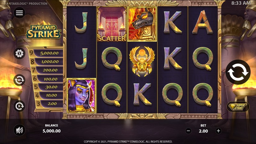 Pyramid Strike slot screen 1