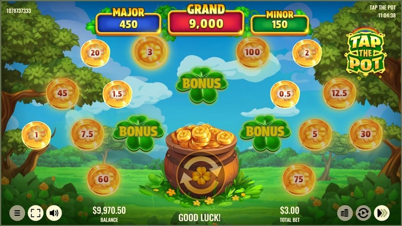 Tap the Pot slot screen 1