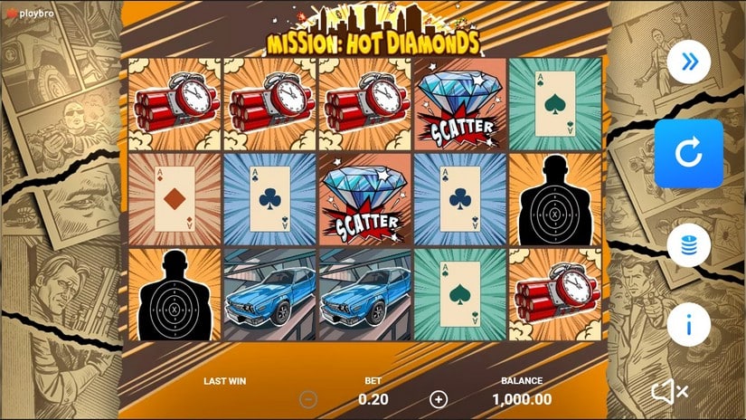 Mission: Hot diamond`s slot screen 1