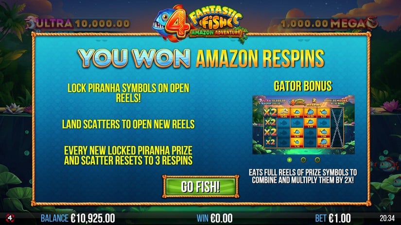 4 Fantastic Fish Amazon Adventure slot screen 3
