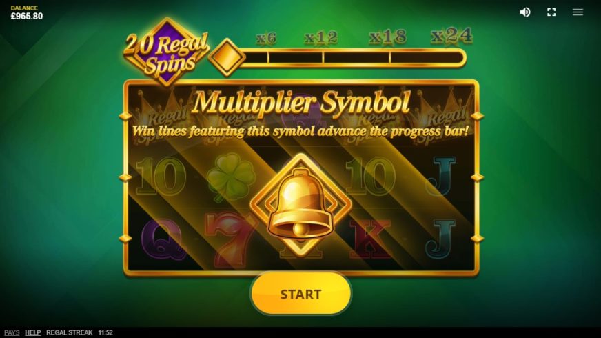 Regal Streak slot screen 2