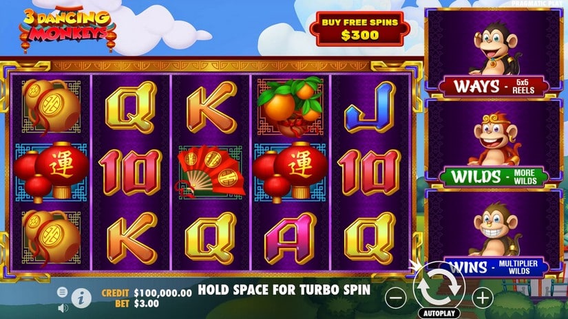 3 Dancing Monkeys slot screen 1