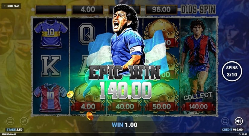 D10S Maradona slot screen 6