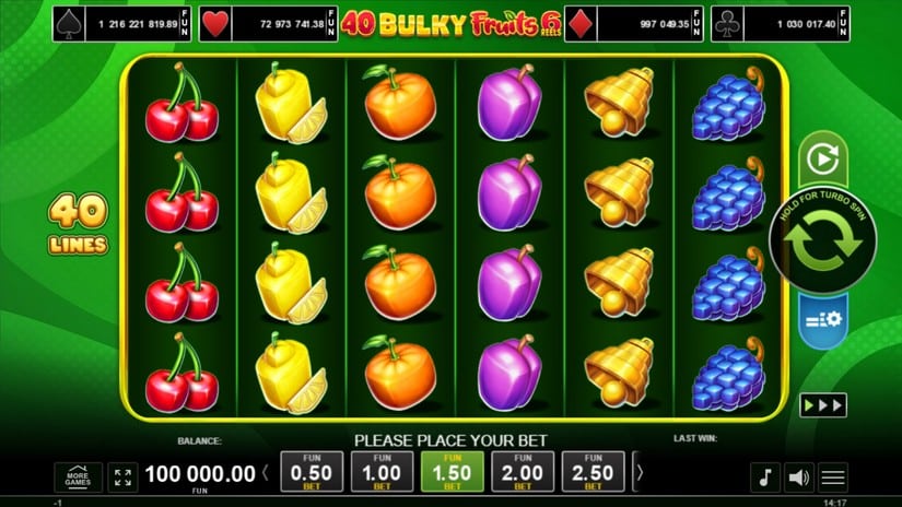 40 Bulky Fruits 6 Reels slot screen 1