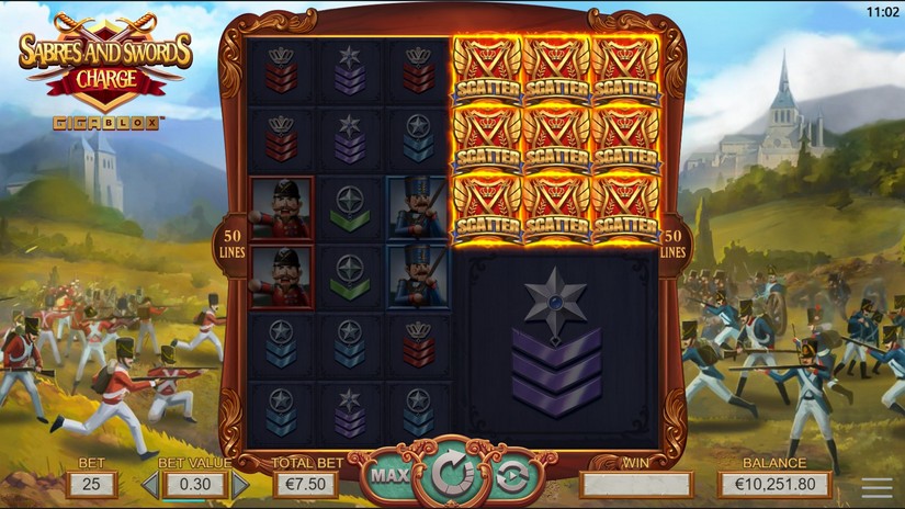 Swords and Sabres: Charge Gigablox slot screen 4