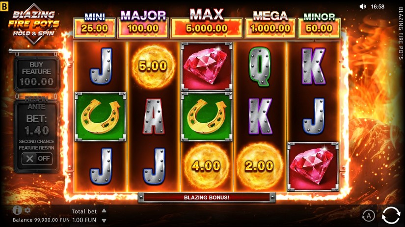 Blazing Fire Pots Hold & Spin slot screen 2