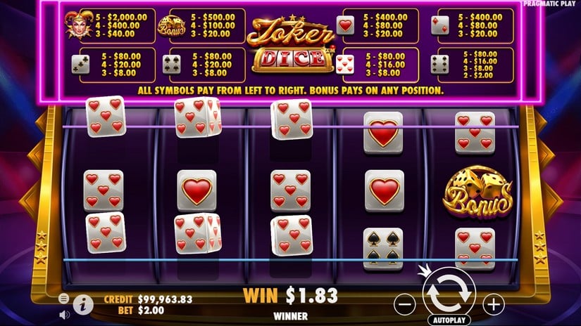Joker’s Jewels Dice slot screen 2