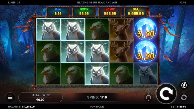 Blazing Spirit Hold and Win slot screen 3
